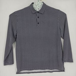 IBKUL Shirt Mens Extra Large Black White Checkered Long Sleeve‎ Golfing Polo